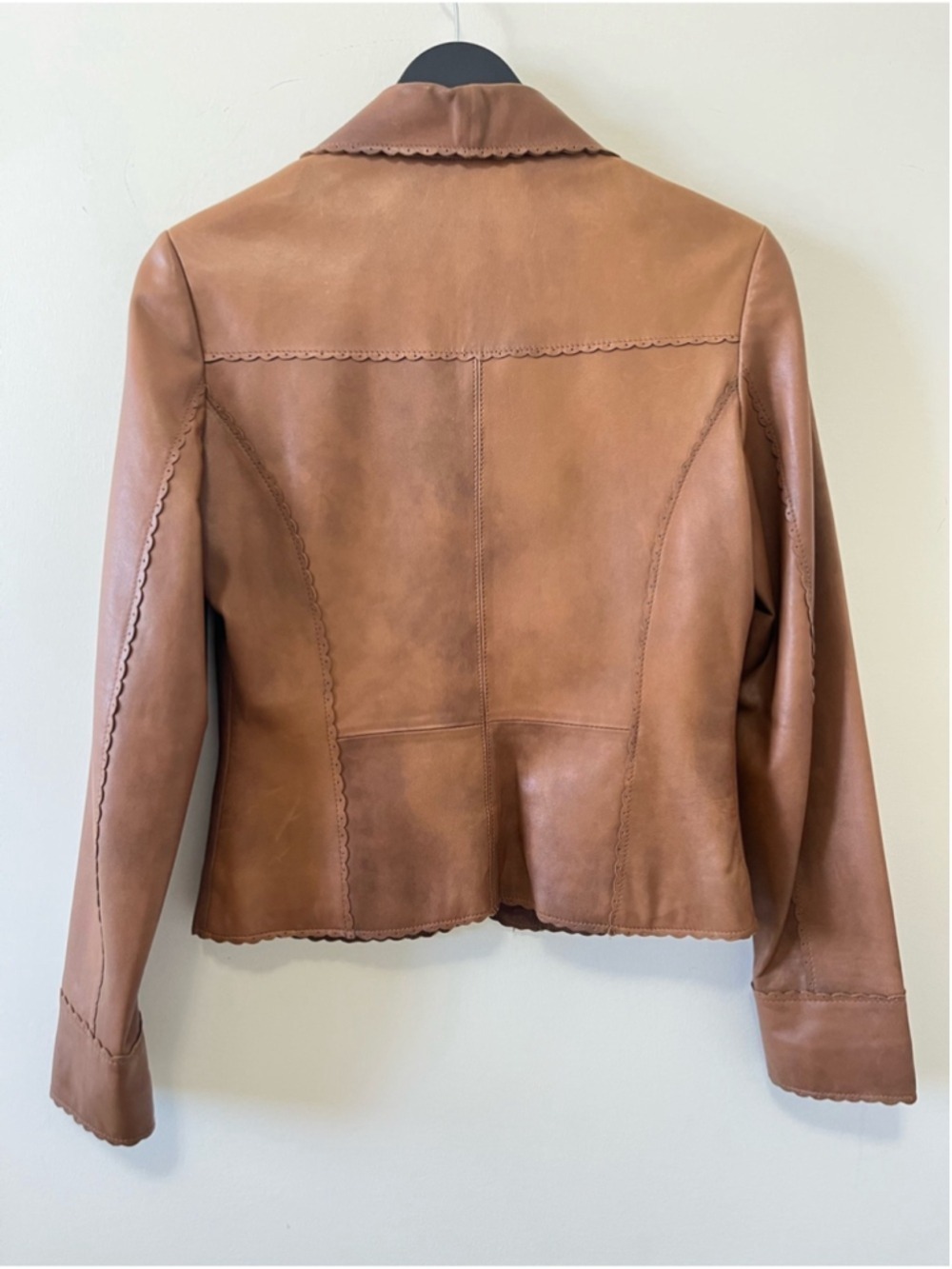 Danier Vintage Brown Camel Genuine Leather Button Front Jacket Size XS - Picture 2 of 10